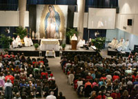 Bishop Anthony B. Taylor discusses the HHS ruling during the annual Mass for Life, Jan. 22, 2012 at Robinson Center in Little Rock.